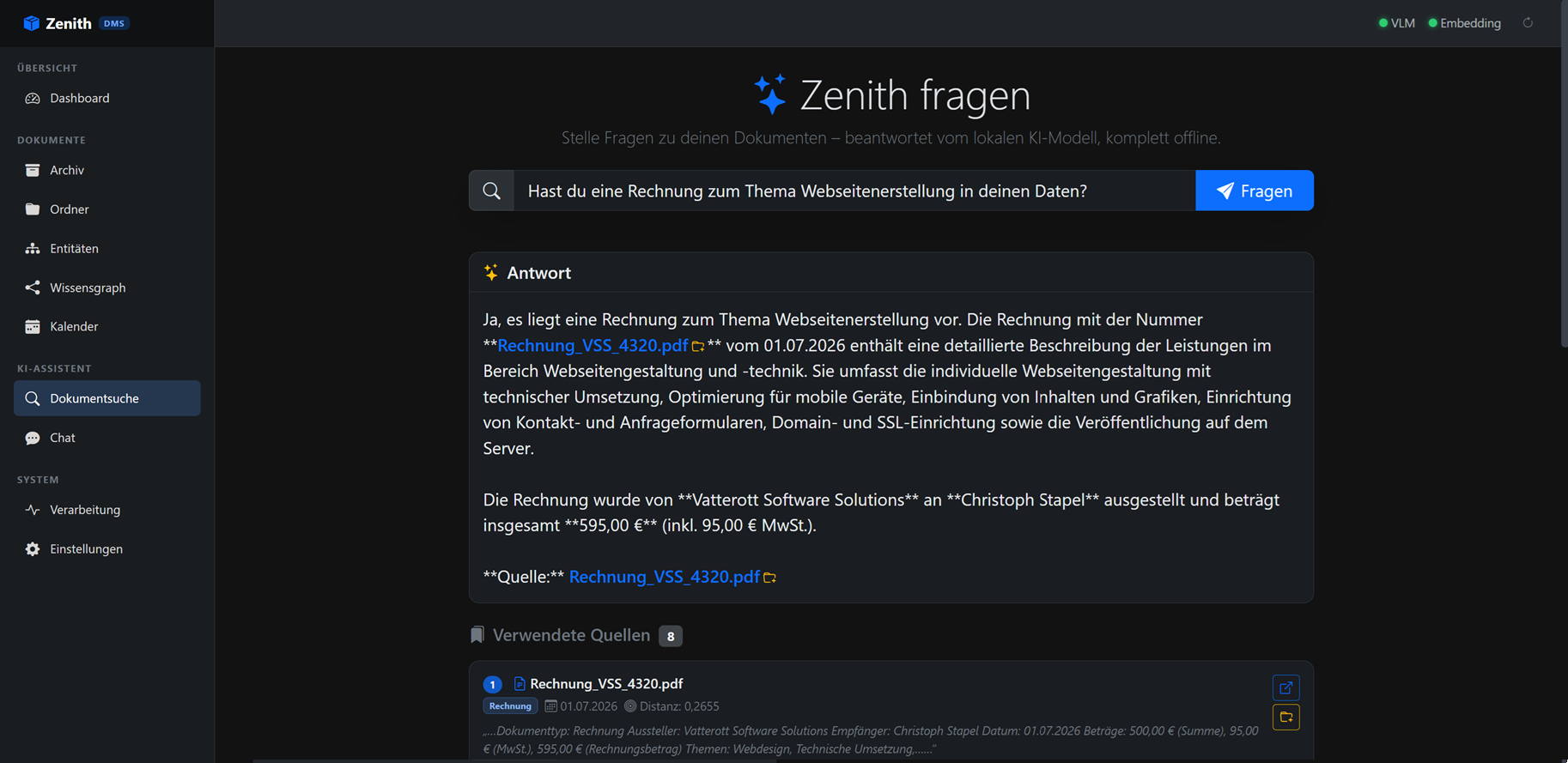 Zenith – Semantic document search