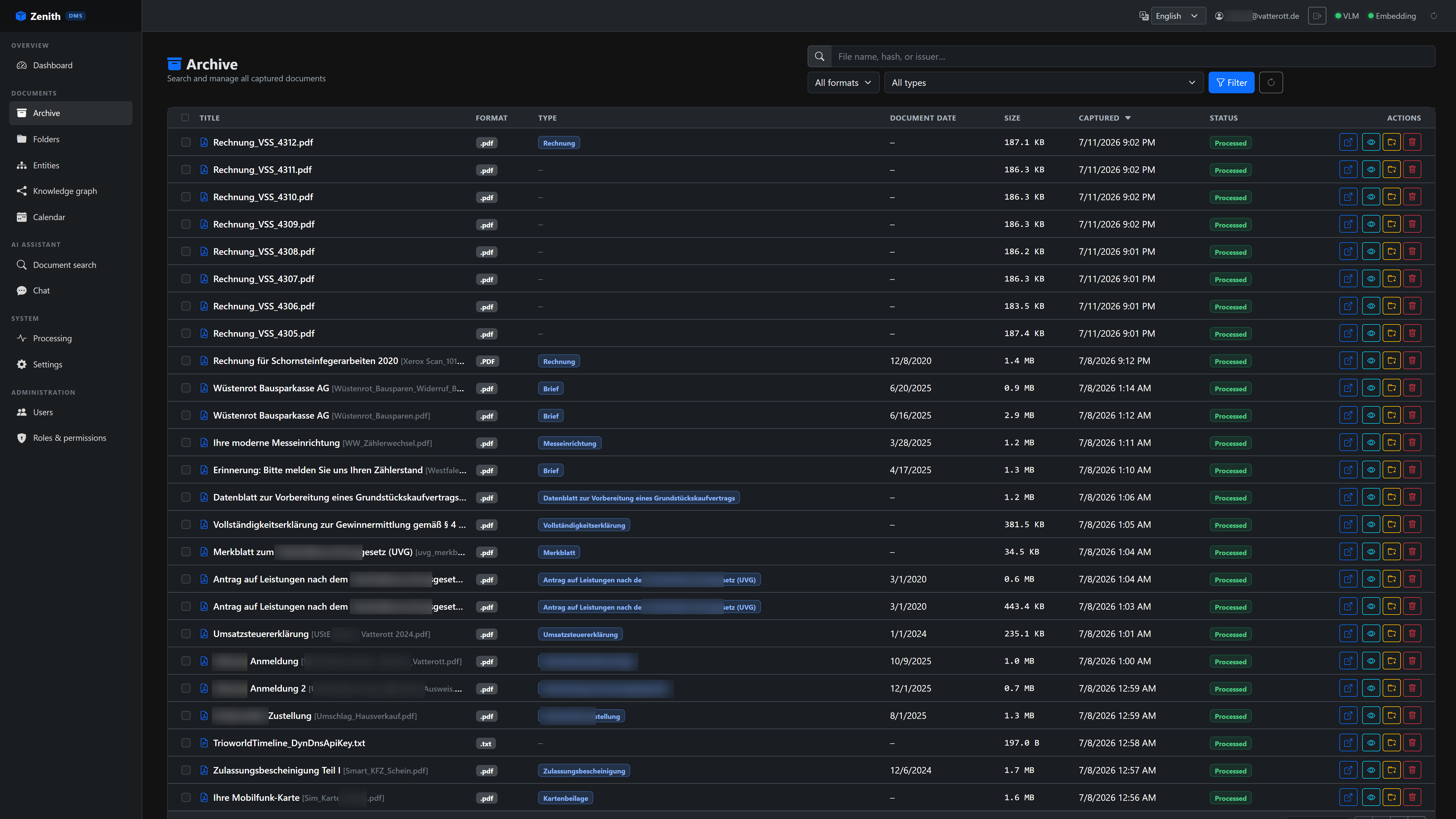 Zenith – Document archive