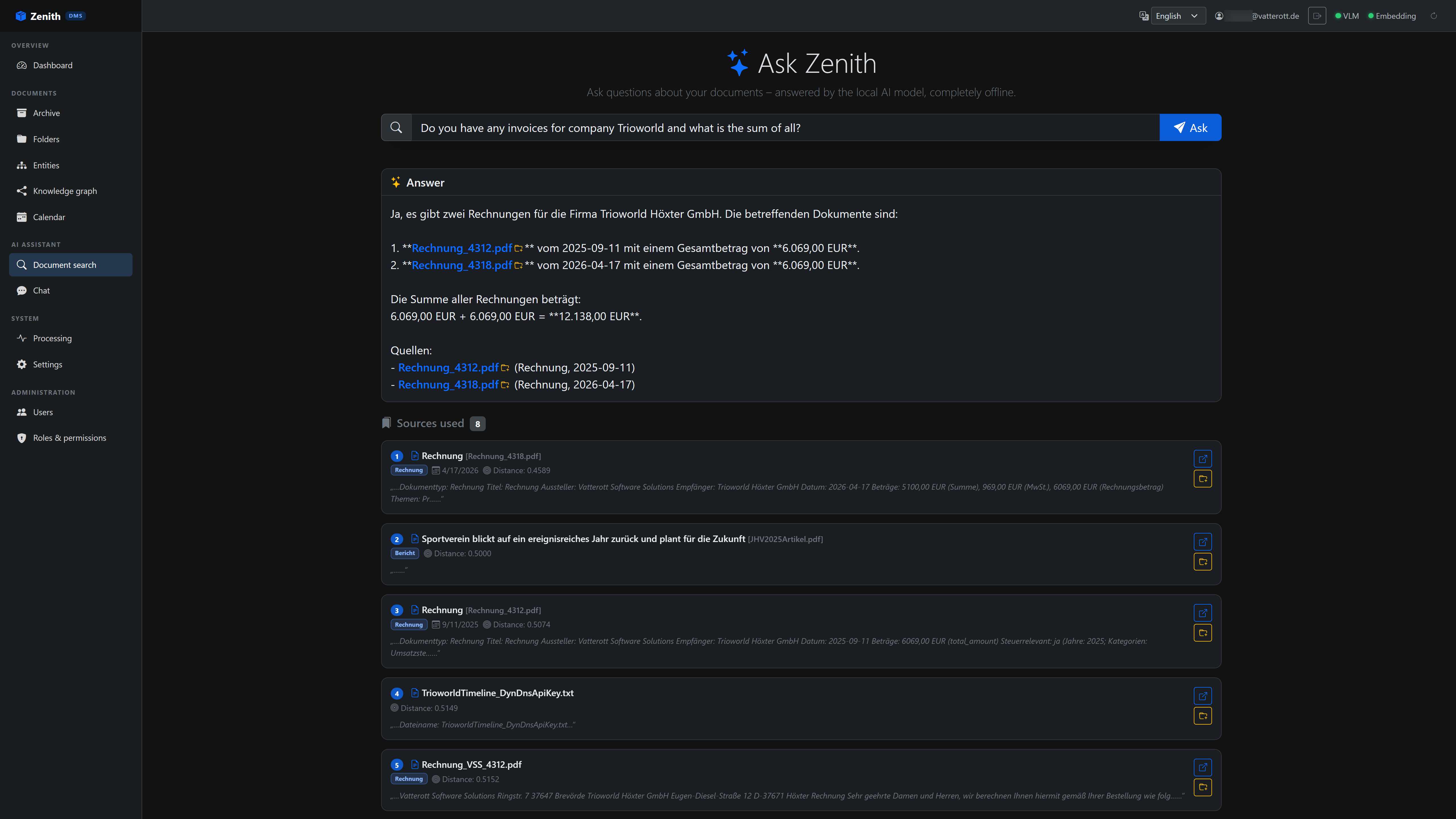 Zenith – Semantic document search