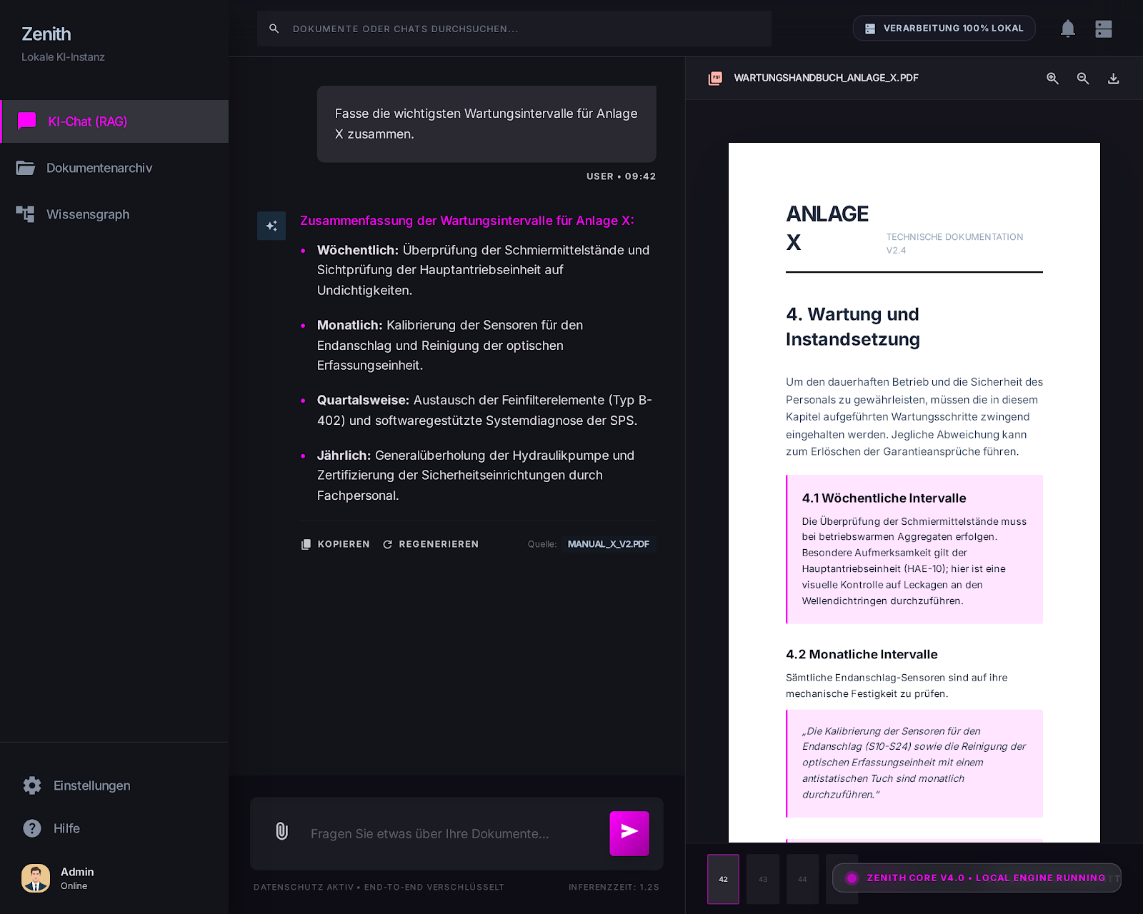 Zenith Desktop-Ansicht